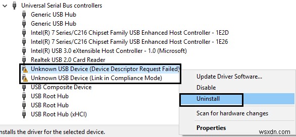 แก้ไขความล้มเหลวของตัวอธิบายอุปกรณ์ USB ใน Windows 10