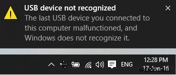 แก้ไขอุปกรณ์ USB ที่ Windows 10 . ไม่รู้จัก 