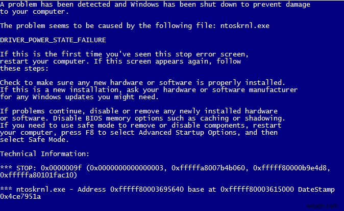 แก้ไข Driver Power State Failure ใน Windows 10 