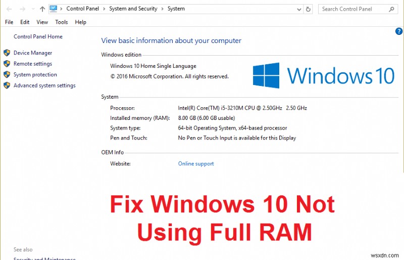 แก้ไข Windows 10 ที่ไม่ใช้ RAM เต็ม