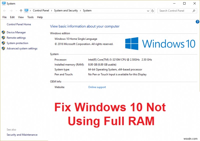 แก้ไข Windows 10 ที่ไม่ใช้ RAM เต็ม