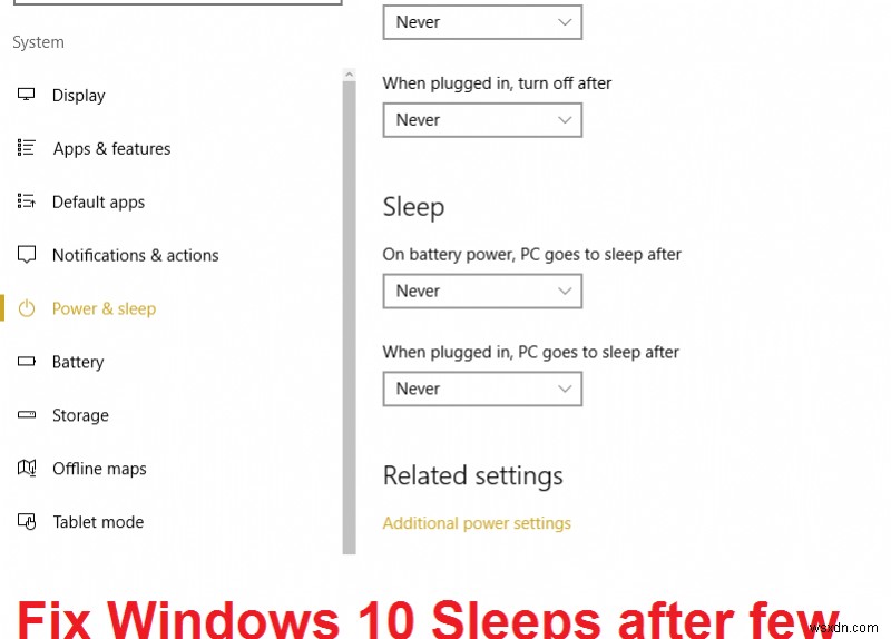 แก้ไข Windows 10 Sleeps หลังจากไม่มีการใช้งานไม่กี่นาที 