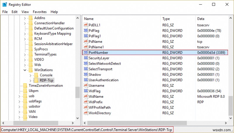 เปลี่ยนพอร์ตการฟังสำหรับ Remote Desktop 