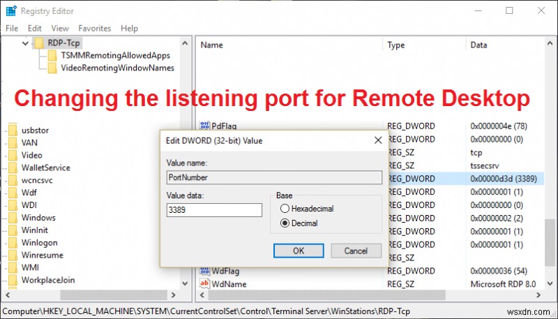 เปลี่ยนพอร์ตการฟังสำหรับ Remote Desktop 