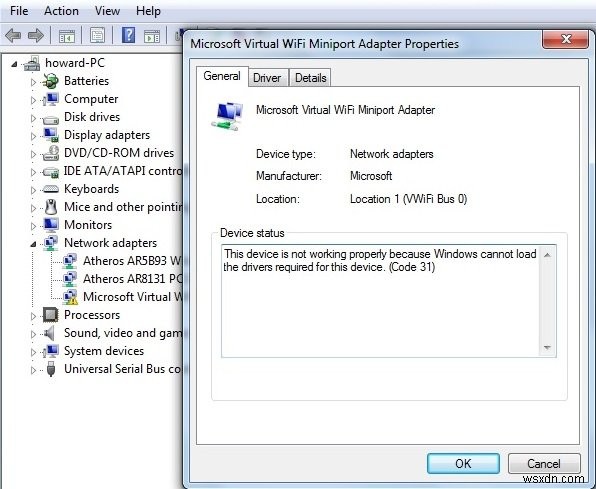 ปัญหาไดรเวอร์ Microsoft Virtual Wifi Miniport Adapter [แก้ไขแล้ว] 