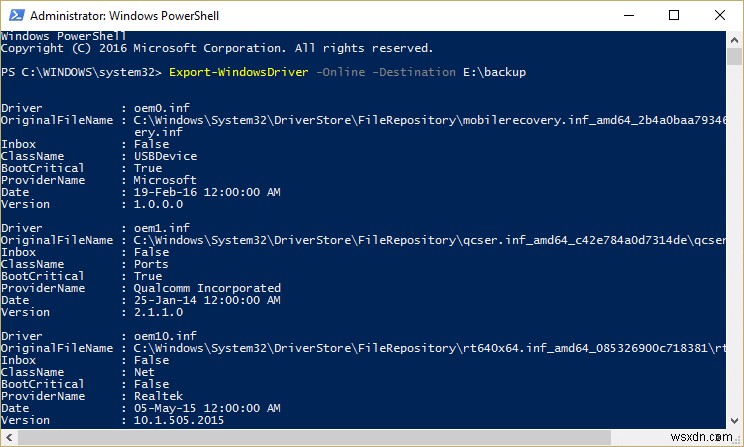 วิธีการส่งออกไดรเวอร์โดยใช้ PowerShell