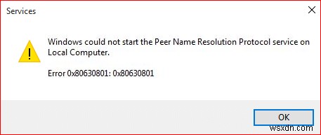 การแก้ไขปัญหาไม่สามารถเริ่มบริการโปรโตคอลการแก้ปัญหาชื่อเพียร์