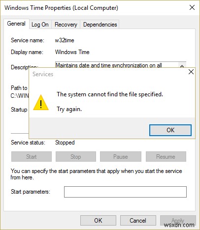 แก้ไขบริการ Windows Time ไม่เริ่มทำงานโดยอัตโนมัติ