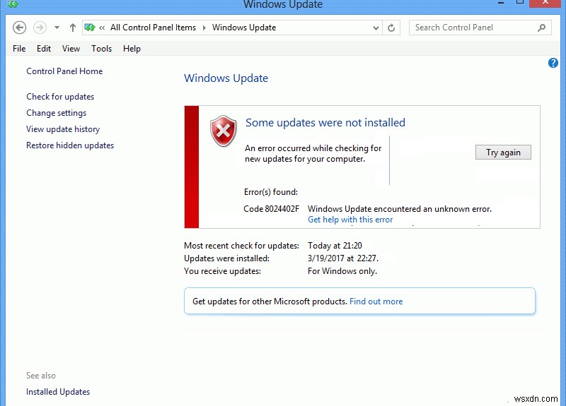 แก้ไข Windows Update Error Code 0x80072efe 