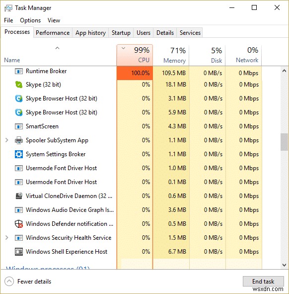 แก้ไขการใช้งาน CPU สูงโดย RuntimeBroker.exe 