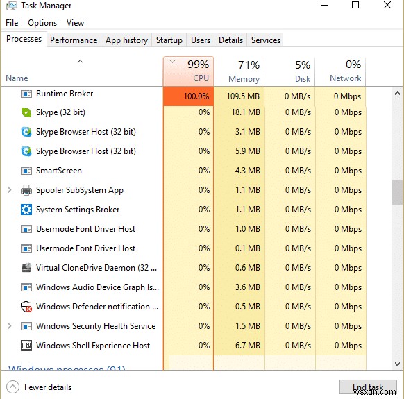 แก้ไขการใช้งาน CPU สูงโดย RuntimeBroker.exe 