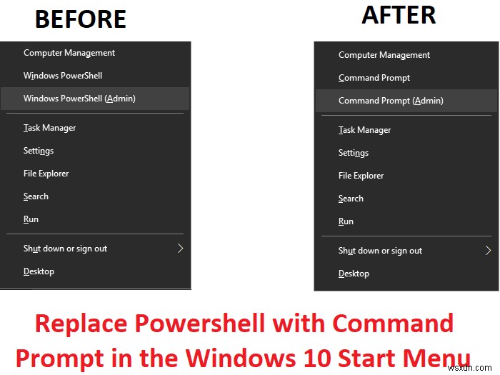 แทนที่ Powershell ด้วย Command Prompt ในเมนูเริ่มของ Windows 10
