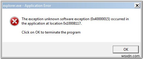 แก้ไขข้อยกเว้นซอฟต์แวร์ที่ไม่รู้จักข้อยกเว้น (0x40000015) เกิดขึ้นในแอปพลิเคชัน 