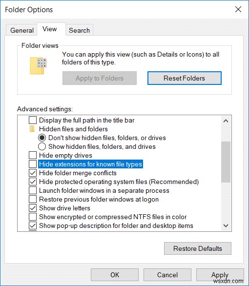 วิธีแสดงนามสกุลไฟล์ใน Windows 10 