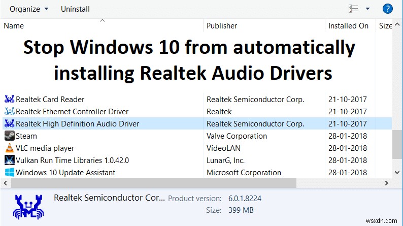 หยุด Windows 10 จากการติดตั้งไดรเวอร์เสียง Realtek โดยอัตโนมัติ