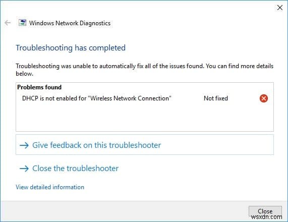 แก้ไข DHCP ไม่ได้เปิดใช้งานสำหรับ WiFi ใน Windows 10 