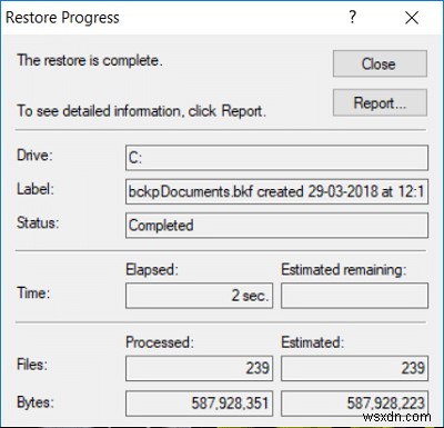 วิธีคืนค่าไฟล์ NTBackup BKF บน Windows 10 