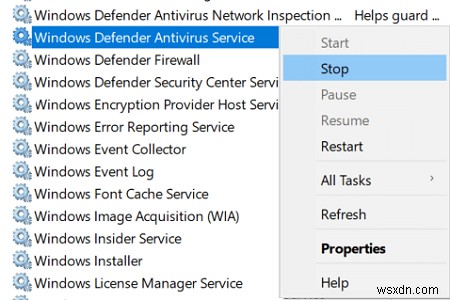 ถอนการติดตั้ง Microsoft Security Essentials ใน Windows 10 