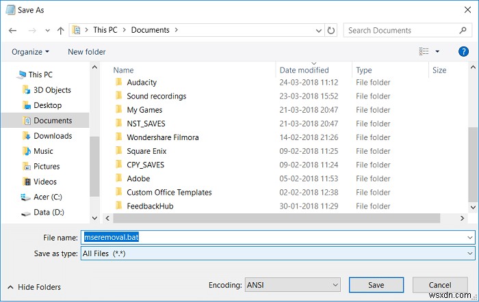 ถอนการติดตั้ง Microsoft Security Essentials ใน Windows 10 