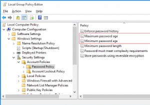 เปลี่ยนอายุรหัสผ่านสูงสุดและต่ำสุดใน Windows 10