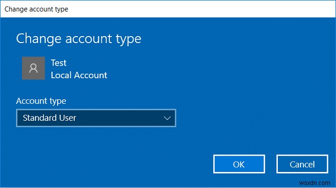 วิธีการเปลี่ยนประเภทบัญชีผู้ใช้ใน Windows 10