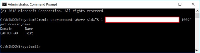 ค้นหาตัวระบุความปลอดภัย (SID) ของผู้ใช้ใน Windows 10