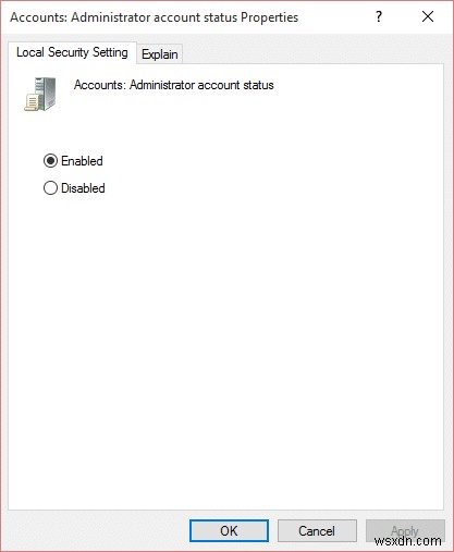 เปิดหรือปิดบัญชีผู้ดูแลระบบในตัวใน Windows 10 