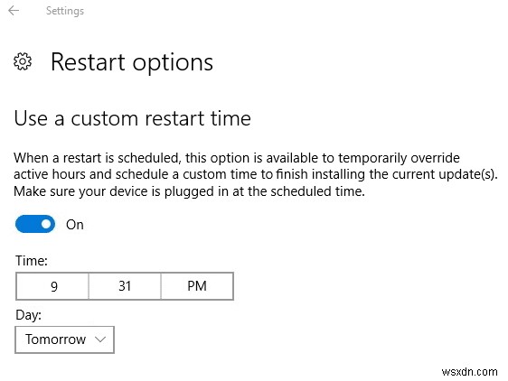 ปิดชั่วโมงใช้งานสำหรับการอัปเดต Windows 10