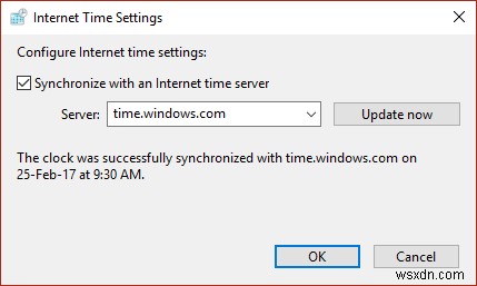ซิงโครไนซ์นาฬิกา Windows 10 กับเซิร์ฟเวอร์เวลาทางอินเทอร์เน็ต 