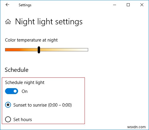 เปิดหรือปิดไฟกลางคืนใน Windows 10 