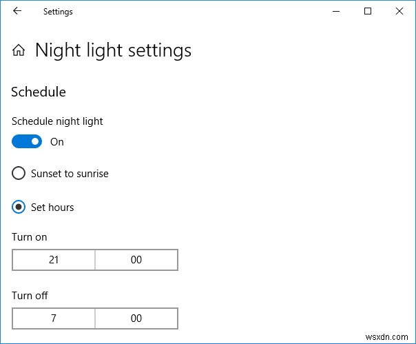 เปิดหรือปิดไฟกลางคืนใน Windows 10 