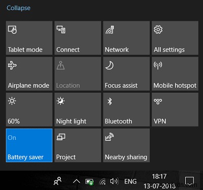 วิธีเปิดหรือปิดโหมดประหยัดแบตเตอรี่ใน Windows 10 