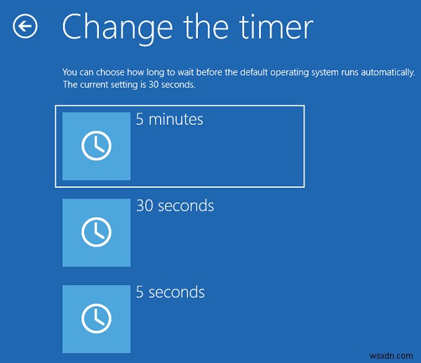 เปลี่ยนเวลาในการแสดงรายการระบบปฏิบัติการเมื่อเริ่มต้นระบบใน Windows 10 