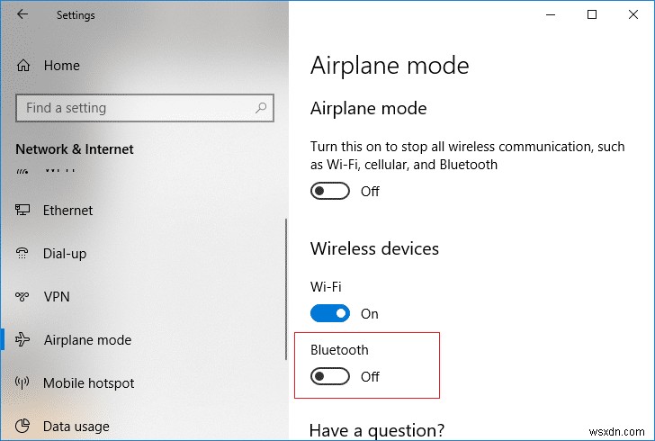 เปิดหรือปิดบลูทูธใน Windows 10 