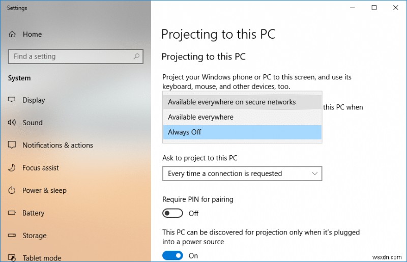 เชื่อมต่อกับจอแสดงผลไร้สายด้วย Miracast ใน Windows 10 