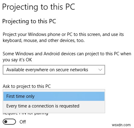 เชื่อมต่อกับจอแสดงผลไร้สายด้วย Miracast ใน Windows 10 