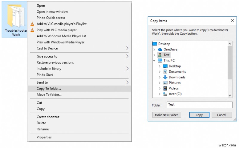 เพิ่ม Copy To Folder และ Move To Folder ในเมนูบริบทใน Windows 10 