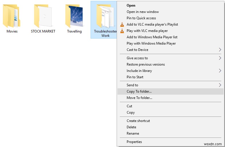 เพิ่ม Copy To Folder และ Move To Folder ในเมนูบริบทใน Windows 10 