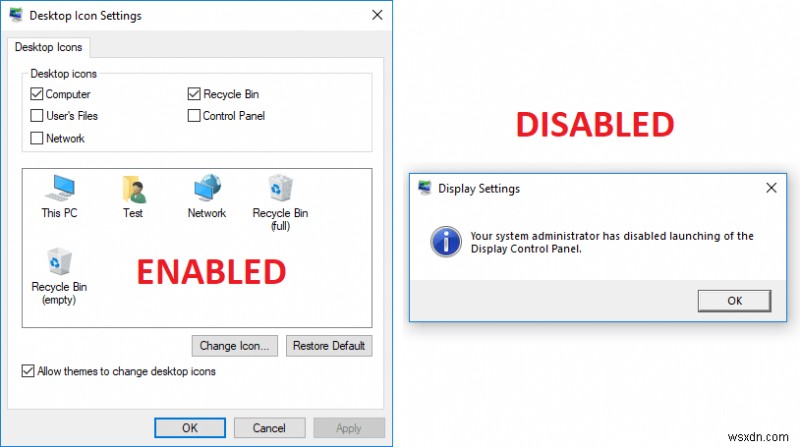 ป้องกันไม่ให้ผู้ใช้เปลี่ยนไอคอนเดสก์ท็อปใน Windows 10