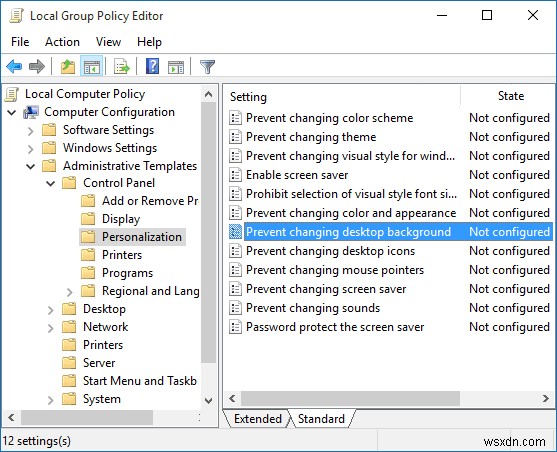 ป้องกันไม่ให้ผู้ใช้เปลี่ยนวอลเปเปอร์เดสก์ท็อปใน Windows 10 