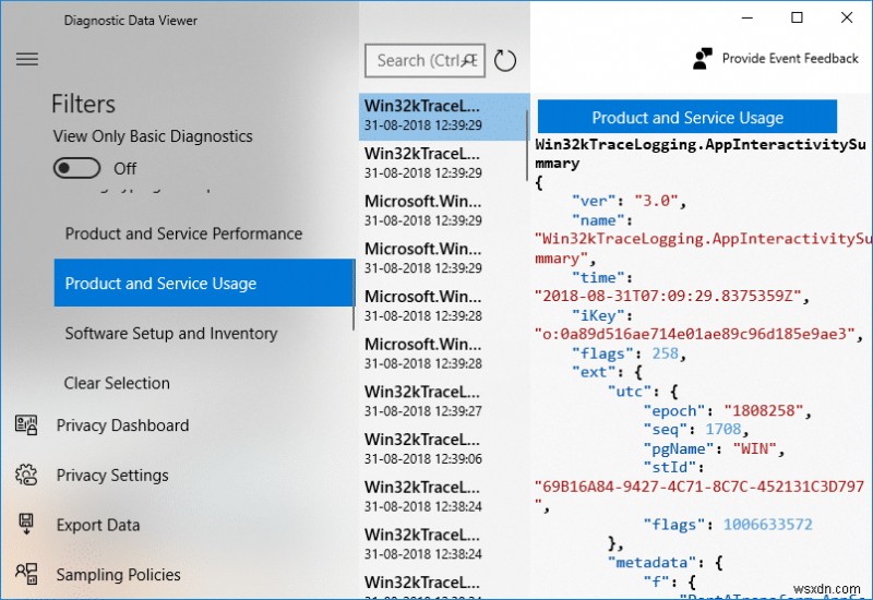 เปิดหรือปิดใช้งานโปรแกรมดูข้อมูลการวินิจฉัยใน Windows 10 