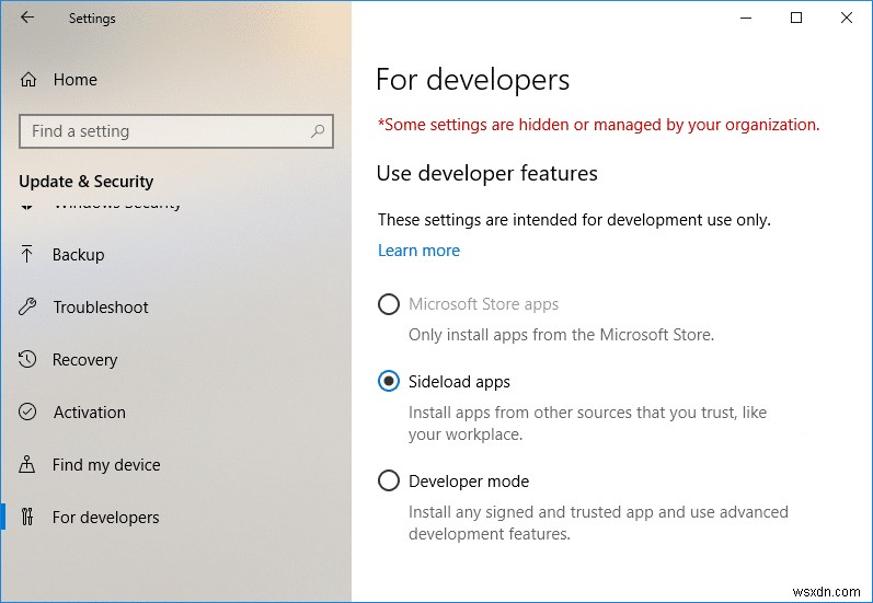เปิดหรือปิดโหมดนักพัฒนาซอฟต์แวร์ใน Windows 10 