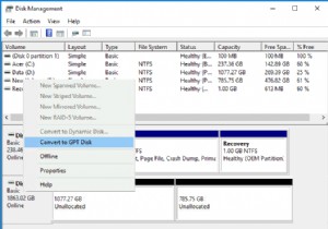 แปลง MBR เป็นดิสก์ GPT โดยไม่สูญเสียข้อมูลใน Windows 10