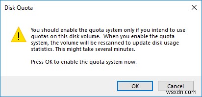 เปิดหรือปิดโควต้าดิสก์ใน Windows 10 