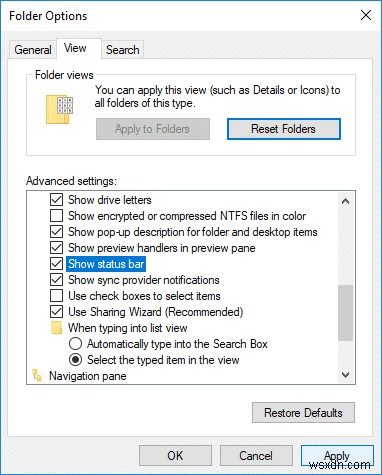 เปิดหรือปิดแถบสถานะใน File Explorer ใน Windows 10 
