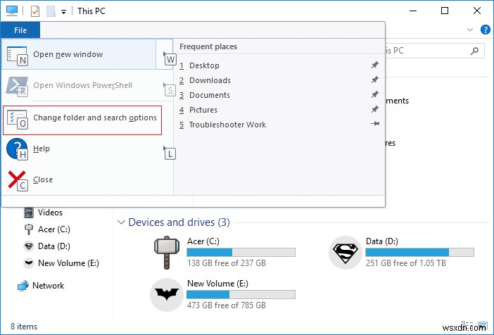 วิธีเปิดตัวเลือกโฟลเดอร์ใน Windows 10 