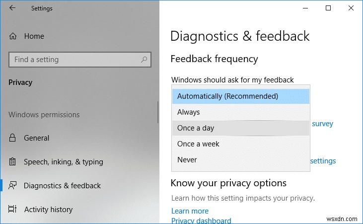 วิธีเปลี่ยนความถี่คำติชมใน Windows 10