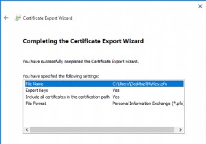 สำรองข้อมูลใบรับรอง EFS และคีย์ใน Windows 10