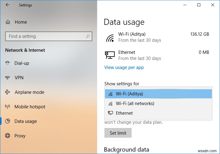 วิธีตั้งค่า Data Limit สำหรับ WiFi และ Ethernet ใน Windows 10 