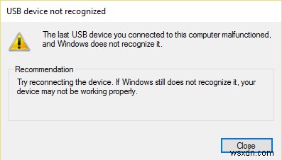 แก้ไขคำขอตัวอธิบายอุปกรณ์ล้มเหลว (อุปกรณ์ USB ที่ไม่รู้จัก) 